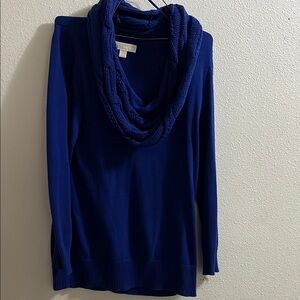 Michael Kors Blue Sweater with Cowl Neck
